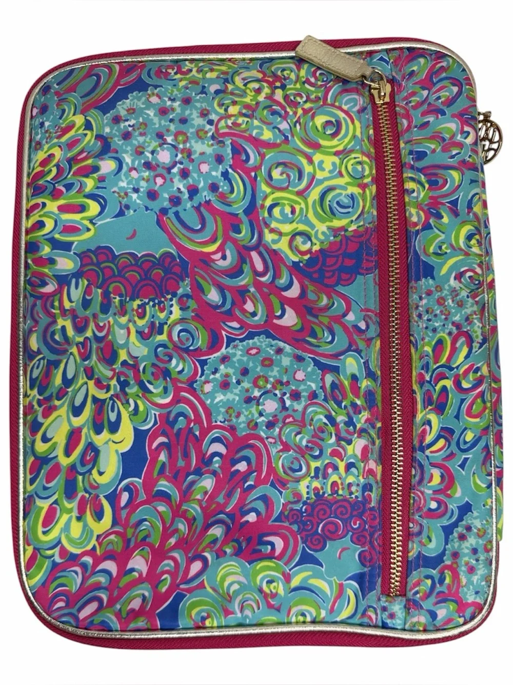 LILLY PULLITZER “Peacock” Print Laptop iPad Case Cover Sleeve Gold Teal Pink